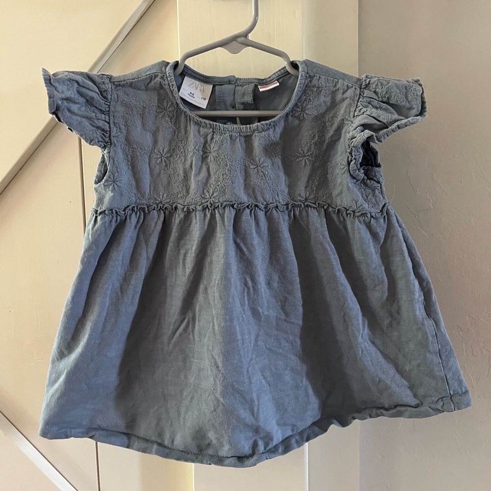 Zara 4T Blue Shirt with embroidery